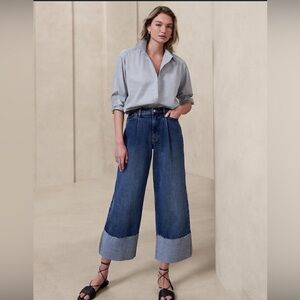 Banana Republic Wide-Leg Raw Hem Jeans